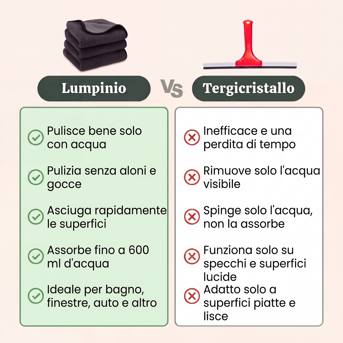 Lumpinioo – Paño para limpiar ventanas y puertas de cristal (60 × 40 cm)