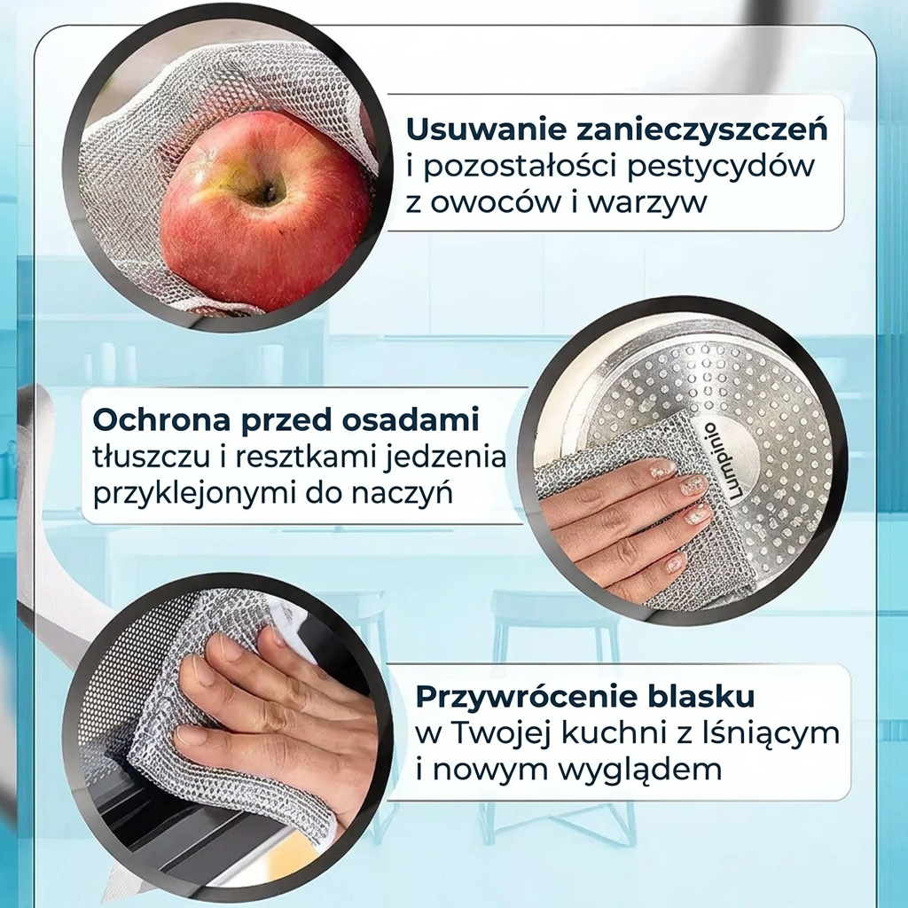 Lumpinio – Magiczne ściereczki z wełny stalowej (3szt.)